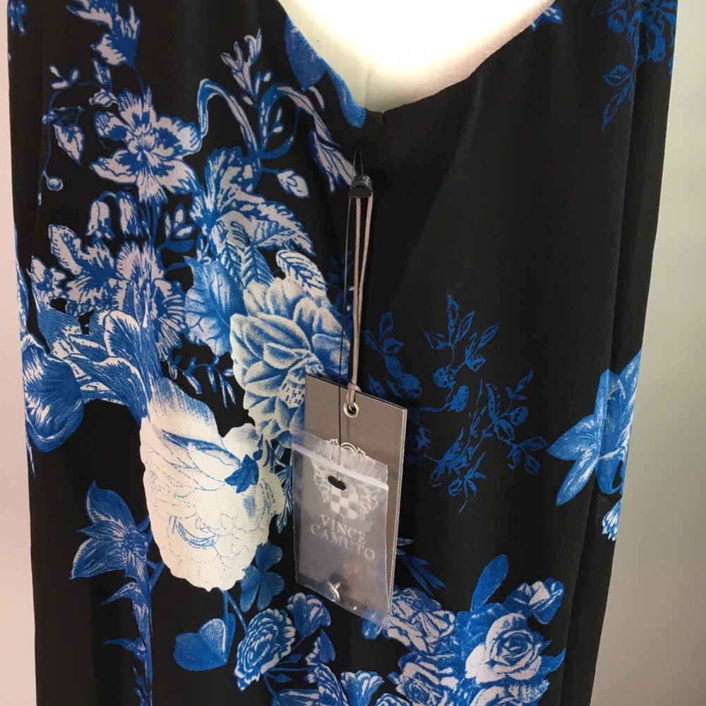 NEW Vince Camuto Floral Print Black Tank Top S - Picture 4 of 8